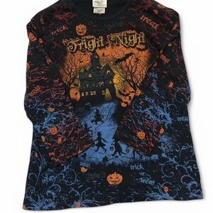 Vintage Gothic pumpkin graphic tee - black and orange